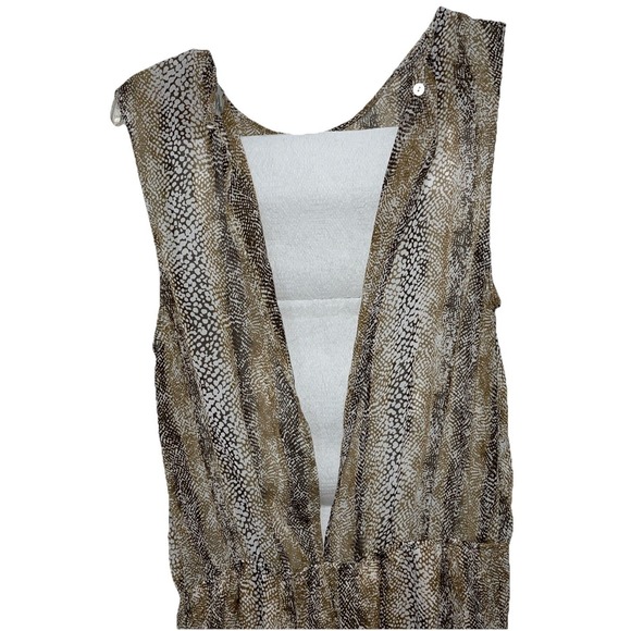 H&M Snakeskin Jumpsuit Size 8 Brown Animal Print Sleeveless Boho Chic Trendy - Picture 3 of 16